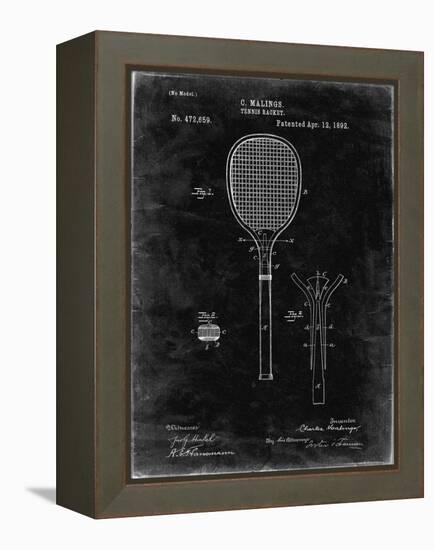PP183- Black Grunge Tennis Racket 1892 Patent Poster-Cole Borders-Framed Premier Image Canvas