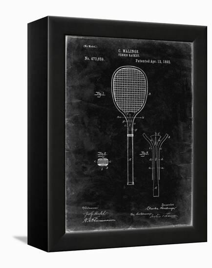 PP183- Black Grunge Tennis Racket 1892 Patent Poster-Cole Borders-Framed Premier Image Canvas