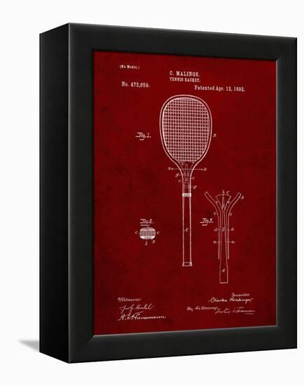 PP183- Burgundy Tennis Racket 1892 Patent Poster-Cole Borders-Framed Premier Image Canvas