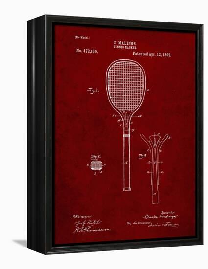 PP183- Burgundy Tennis Racket 1892 Patent Poster-Cole Borders-Framed Premier Image Canvas