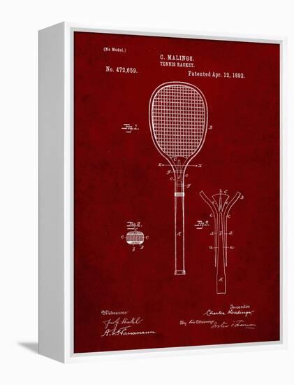 PP183- Burgundy Tennis Racket 1892 Patent Poster-Cole Borders-Framed Premier Image Canvas