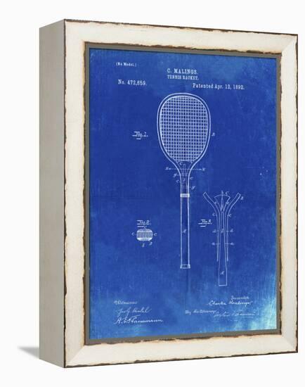 PP183- Faded Blueprint Tennis Racket 1892 Patent Poster-Cole Borders-Framed Premier Image Canvas