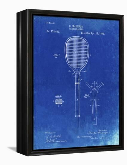 PP183- Faded Blueprint Tennis Racket 1892 Patent Poster-Cole Borders-Framed Premier Image Canvas