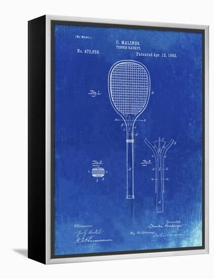 PP183- Faded Blueprint Tennis Racket 1892 Patent Poster-Cole Borders-Framed Premier Image Canvas