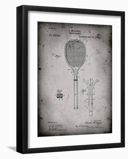 PP183- Faded Grey Tennis Racket 1892 Patent Poster-Cole Borders-Framed Giclee Print