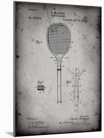 PP183- Faded Grey Tennis Racket 1892 Patent Poster-Cole Borders-Mounted Giclee Print