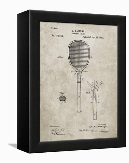 PP183- Sandstone Tennis Racket 1892 Patent Poster-Cole Borders-Framed Premier Image Canvas
