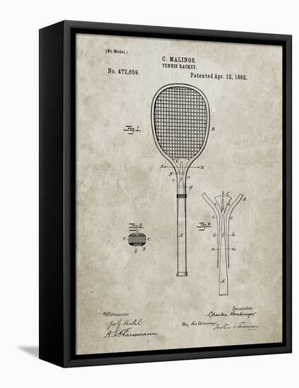 PP183- Sandstone Tennis Racket 1892 Patent Poster-Cole Borders-Framed Premier Image Canvas