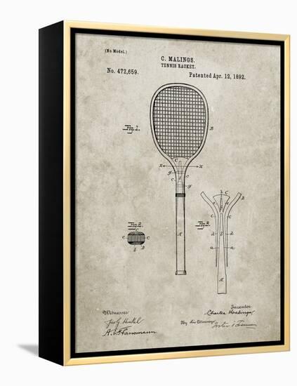 PP183- Sandstone Tennis Racket 1892 Patent Poster-Cole Borders-Framed Premier Image Canvas