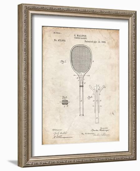 PP183- Vintage Parchment Tennis Racket 1892 Patent Poster-Cole Borders-Framed Giclee Print