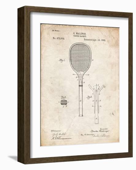 PP183- Vintage Parchment Tennis Racket 1892 Patent Poster-Cole Borders-Framed Giclee Print