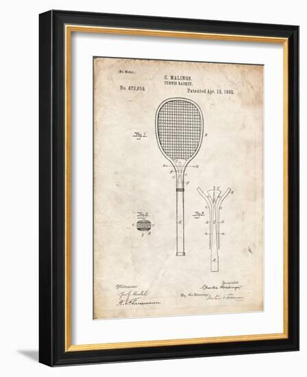 PP183- Vintage Parchment Tennis Racket 1892 Patent Poster-Cole Borders-Framed Giclee Print