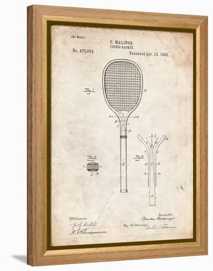 PP183- Vintage Parchment Tennis Racket 1892 Patent Poster-Cole Borders-Framed Premier Image Canvas