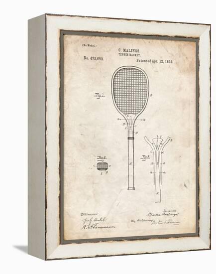 PP183- Vintage Parchment Tennis Racket 1892 Patent Poster-Cole Borders-Framed Premier Image Canvas