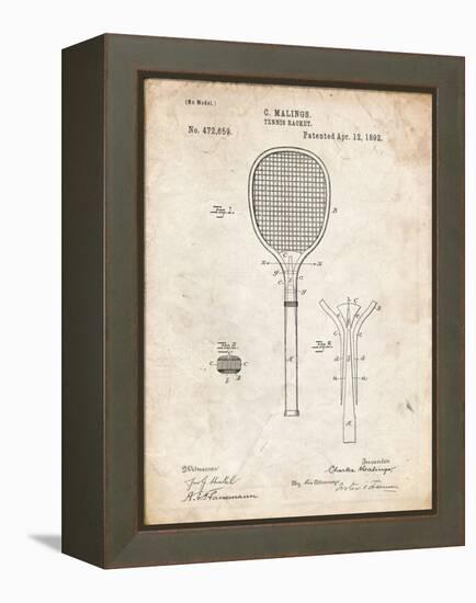 PP183- Vintage Parchment Tennis Racket 1892 Patent Poster-Cole Borders-Framed Premier Image Canvas