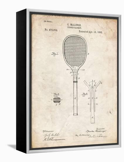 PP183- Vintage Parchment Tennis Racket 1892 Patent Poster-Cole Borders-Framed Premier Image Canvas