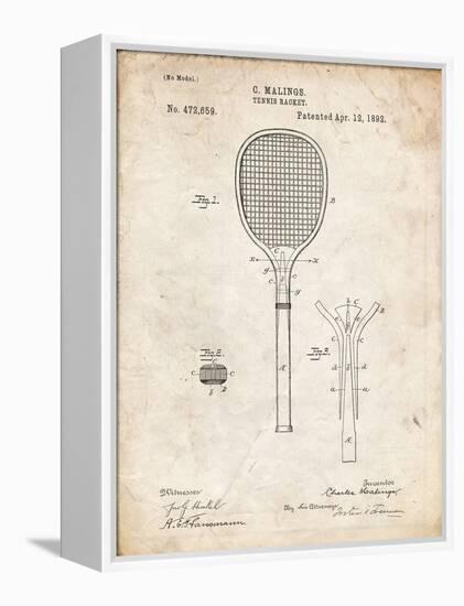 PP183- Vintage Parchment Tennis Racket 1892 Patent Poster-Cole Borders-Framed Premier Image Canvas