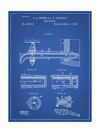 Pp185 Blueprint Beer Tap Patent Poster Giclee Print By Cole Borders Art Com