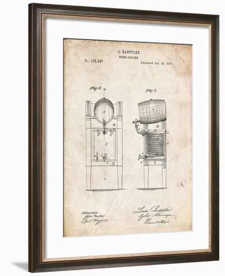 PP186- Vintage Parchment Beer Keg Cooler 1876 Patent Poster-Cole Borders-Framed Giclee Print