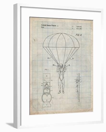 PP187- Antique Grid Parchment Parachute 1982 Patent Poster-Cole Borders-Framed Giclee Print