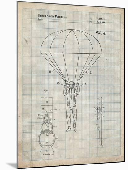 PP187- Antique Grid Parchment Parachute 1982 Patent Poster-Cole Borders-Mounted Giclee Print