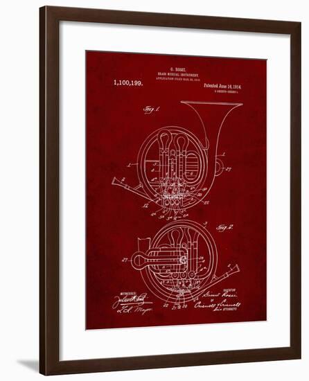 PP188- Burgundy French Horn 1914 Patent Poster-Cole Borders-Framed Giclee Print