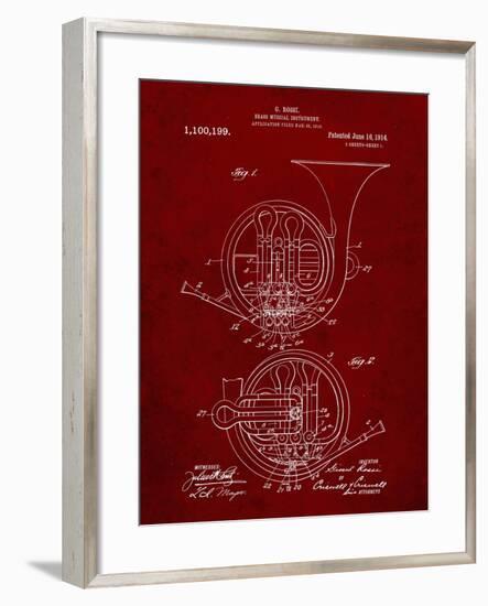 PP188- Burgundy French Horn 1914 Patent Poster-Cole Borders-Framed Giclee Print