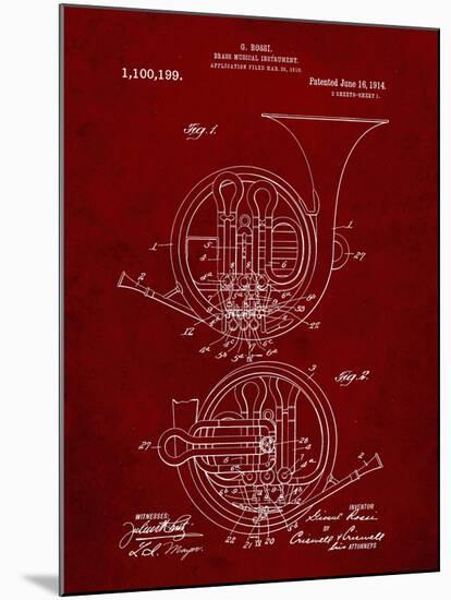 PP188- Burgundy French Horn 1914 Patent Poster-Cole Borders-Mounted Giclee Print