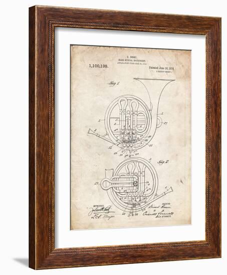 PP188- Vintage Parchment French Horn 1914 Patent Poster-Cole Borders-Framed Giclee Print