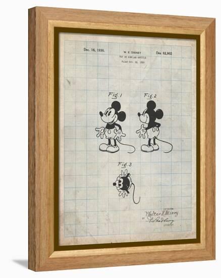 PP191- Antique Grid Parchment Mickey Mouse 1929 Patent Poster-Cole Borders-Framed Premier Image Canvas