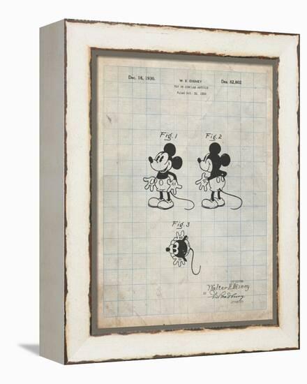 PP191- Antique Grid Parchment Mickey Mouse 1929 Patent Poster-Cole Borders-Framed Premier Image Canvas