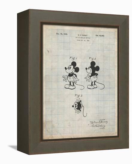 PP191- Antique Grid Parchment Mickey Mouse 1929 Patent Poster-Cole Borders-Framed Premier Image Canvas