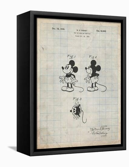 PP191- Antique Grid Parchment Mickey Mouse 1929 Patent Poster-Cole Borders-Framed Premier Image Canvas