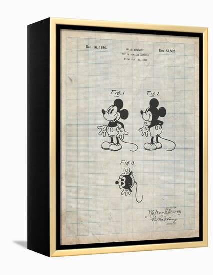 PP191- Antique Grid Parchment Mickey Mouse 1929 Patent Poster-Cole Borders-Framed Premier Image Canvas