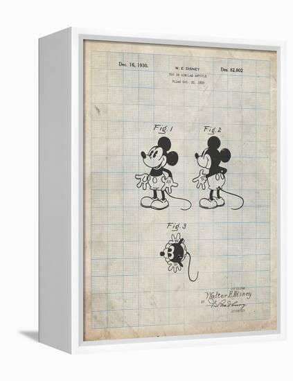 PP191- Antique Grid Parchment Mickey Mouse 1929 Patent Poster-Cole Borders-Framed Premier Image Canvas