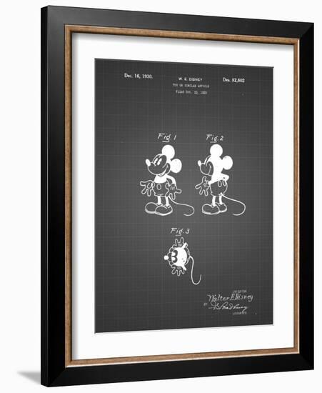 PP191- Black Grid Mickey Mouse 1929 Patent Poster-Cole Borders-Framed Giclee Print