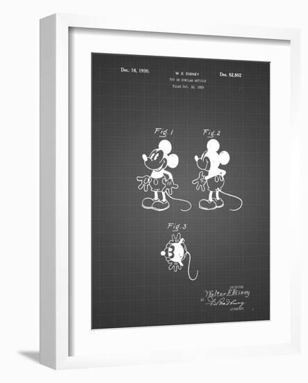 PP191- Black Grid Mickey Mouse 1929 Patent Poster-Cole Borders-Framed Giclee Print