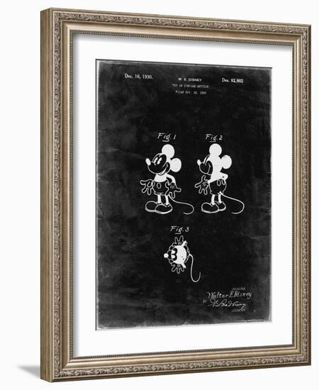 PP191- Black Grunge Mickey Mouse 1929 Patent Poster-Cole Borders-Framed Giclee Print