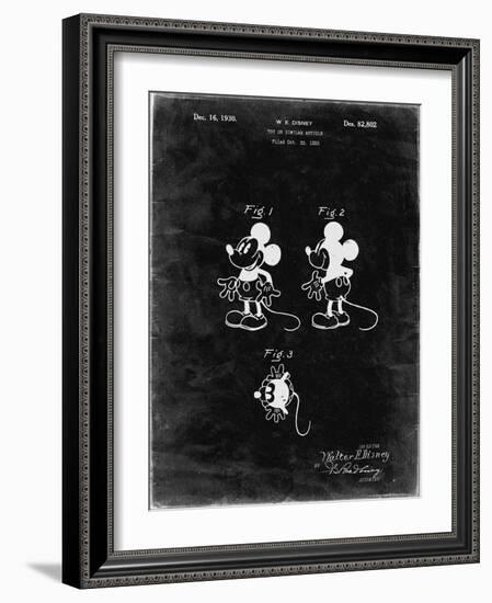 PP191- Black Grunge Mickey Mouse 1929 Patent Poster-Cole Borders-Framed Giclee Print