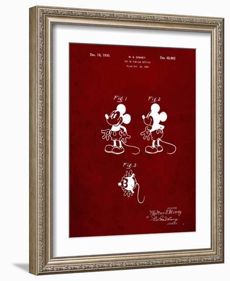 PP191- Burgundy Mickey Mouse 1929 Patent Poster-Cole Borders-Framed Giclee Print