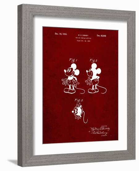 PP191- Burgundy Mickey Mouse 1929 Patent Poster-Cole Borders-Framed Giclee Print