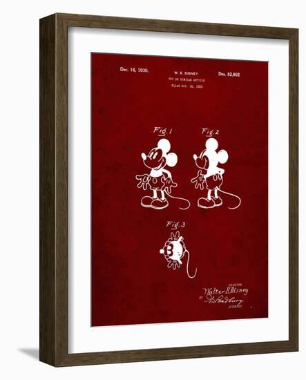 PP191- Burgundy Mickey Mouse 1929 Patent Poster-Cole Borders-Framed Giclee Print