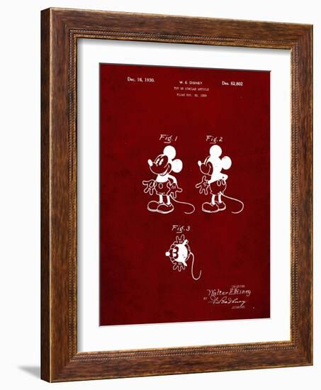 PP191- Burgundy Mickey Mouse 1929 Patent Poster-Cole Borders-Framed Giclee Print