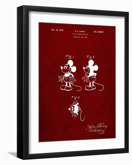 PP191- Burgundy Mickey Mouse 1929 Patent Poster-Cole Borders-Framed Giclee Print