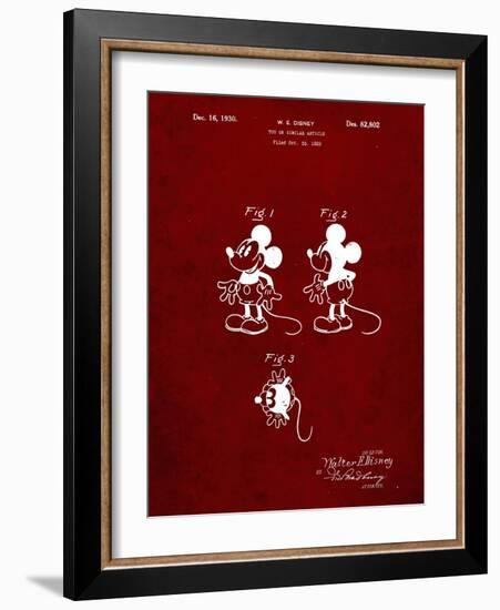 PP191- Burgundy Mickey Mouse 1929 Patent Poster-Cole Borders-Framed Giclee Print