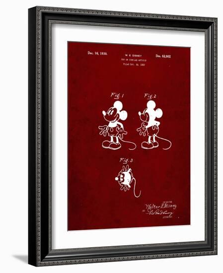 PP191- Burgundy Mickey Mouse 1929 Patent Poster-Cole Borders-Framed Giclee Print