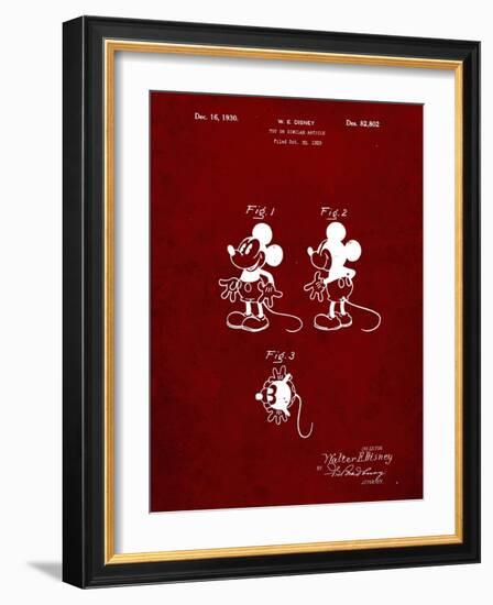 PP191- Burgundy Mickey Mouse 1929 Patent Poster-Cole Borders-Framed Giclee Print