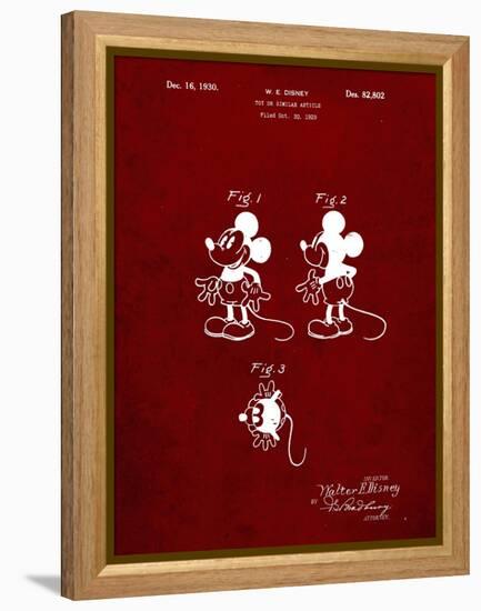 PP191- Burgundy Mickey Mouse 1929 Patent Poster-Cole Borders-Framed Premier Image Canvas