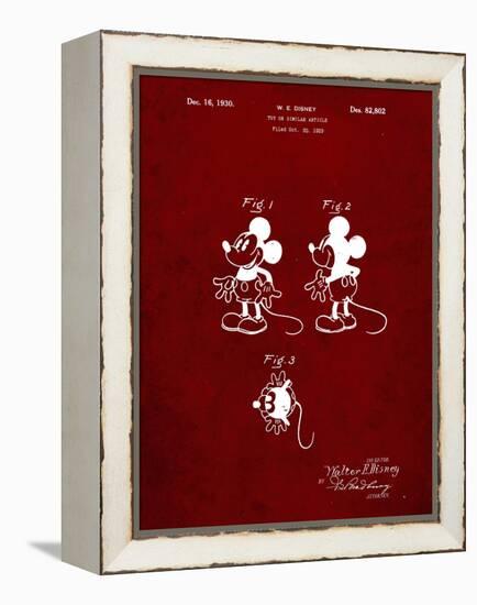 PP191- Burgundy Mickey Mouse 1929 Patent Poster-Cole Borders-Framed Premier Image Canvas