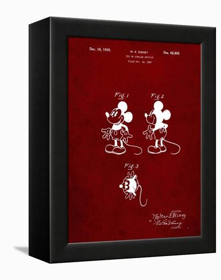 PP191- Burgundy Mickey Mouse 1929 Patent Poster-Cole Borders-Framed Premier Image Canvas